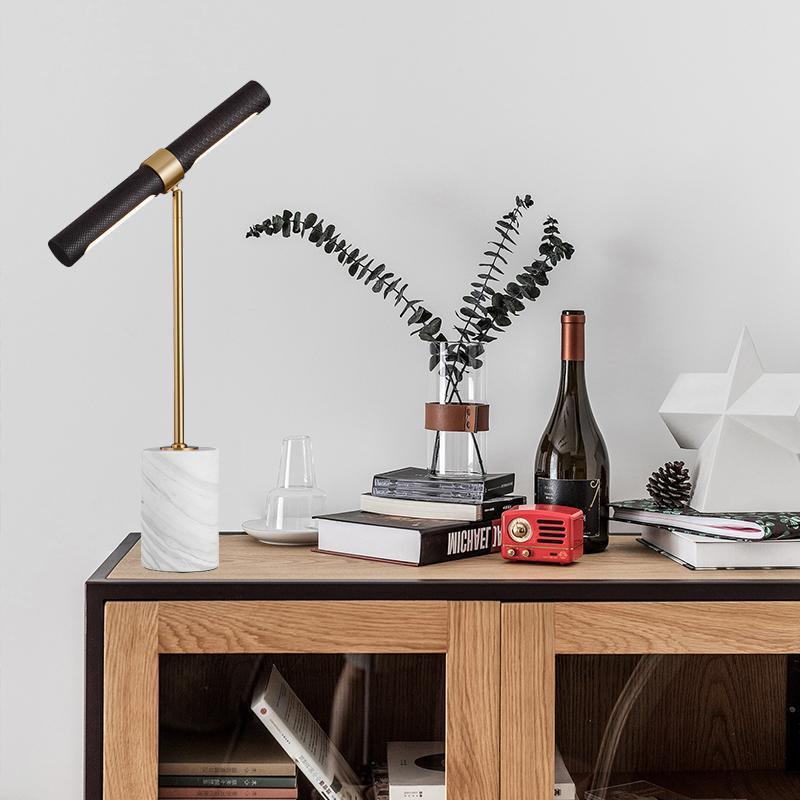 Decor Lighting Lamps - โคมไฟตั้งโต๊ะตกแต่ง, โคมไฟตั้งโต๊ะหินอ่อนหนังดีไซน์หรูหรา, โคมไฟห้องอ่านหนังสือส่วนตัว, โคมไฟข้างเตียงห้องนอนเด็ก