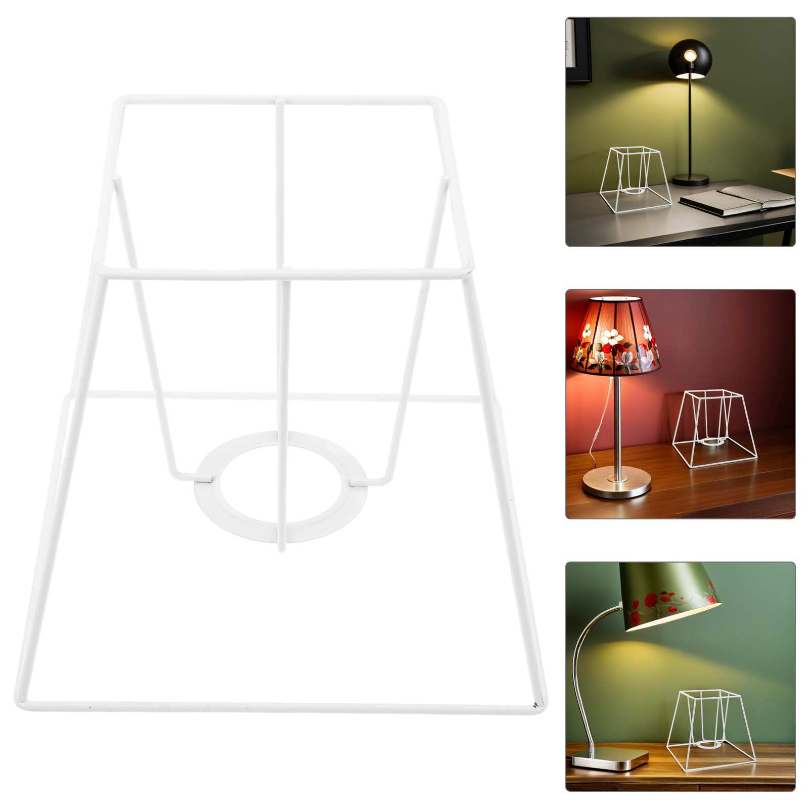Geometric Lamp Shade - โครงโคมไฟลวดเหล็กทรงเรขาคณิตแบบสี่เหลี่ยมคางหมู โครงโลหะสำหรับเปลี่ยนโคมไฟตั้งโต๊ะ โคมไฟตั้งพื้น และโคมไฟเพดาน