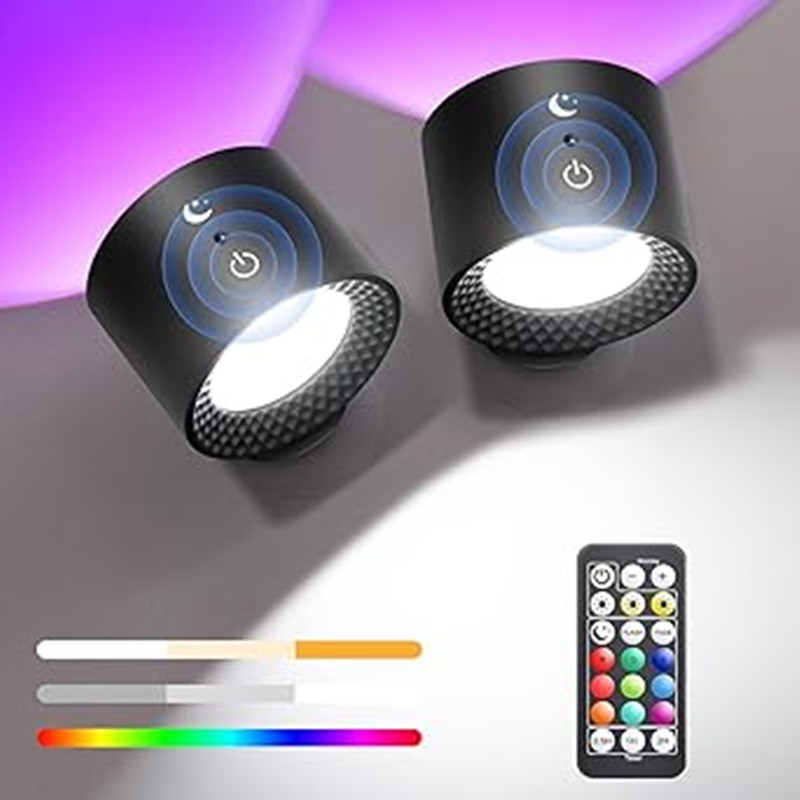 Colour Changing Bulb - 9 สี 360 ° โคมไฟติดผนังหมุนได้ติดตั้งไฟกลางคืน RGB