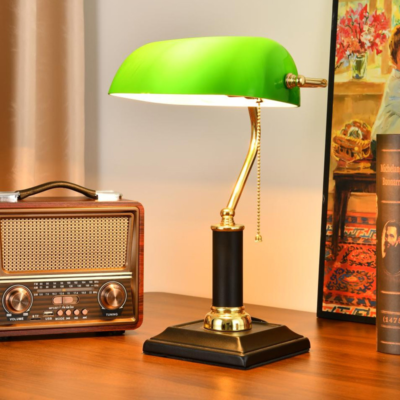Office Lighting Decor - โคมไฟตั้งโต๊ะทองเหลืองสไตล์วินเทจ รีโทร อเมริกัน สำหรับอ่านหนังสือ ตกแต่งบ้าน สำนักงาน