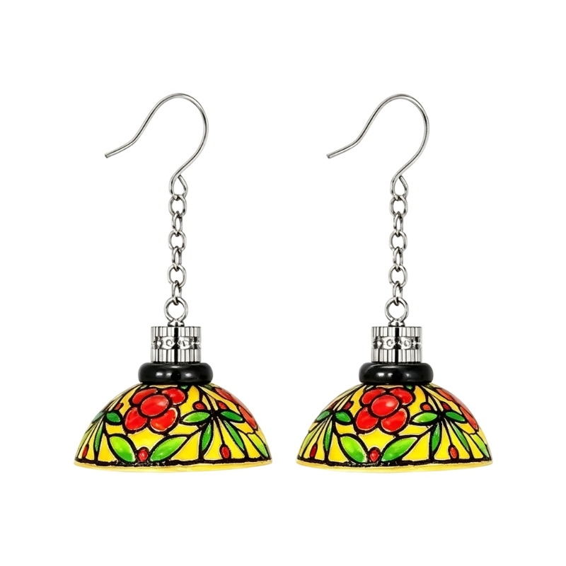 Geometric Lamp Shade - 195C ต่างหูดอกไม้ Drop คู่กับโคมไฟสีสันสดใสสไตล์ Dangle Design,Hook