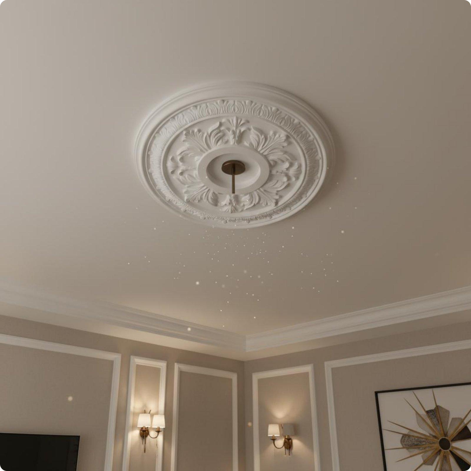 Decor Lighting Fixtures - แผงไฟเพดานลายทองปั๊มนูน ฐานโคมไฟทรงกลม PU สำหรับตกแต่งห้องนั่งเล่น