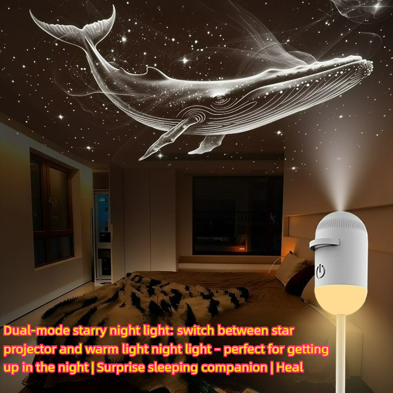 Decor Lighting Fixtures - 2-in-1 มินิมูดไลท์สตาร์โปรเจคเตอร์โคมไฟกลางคืนพร้อมฟิล์ม 10 แบบแสงบรรยากาศดวงดาวสำหรับตกแต่งห้องนอนของตกแต่งของขวัญสำหรับเด็ก
