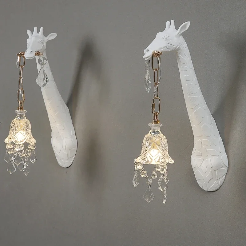 Lighting Decoration On Wall - Nordic ใหม่เรซิ่นยีราฟ LED Wall Light ห้องนอน