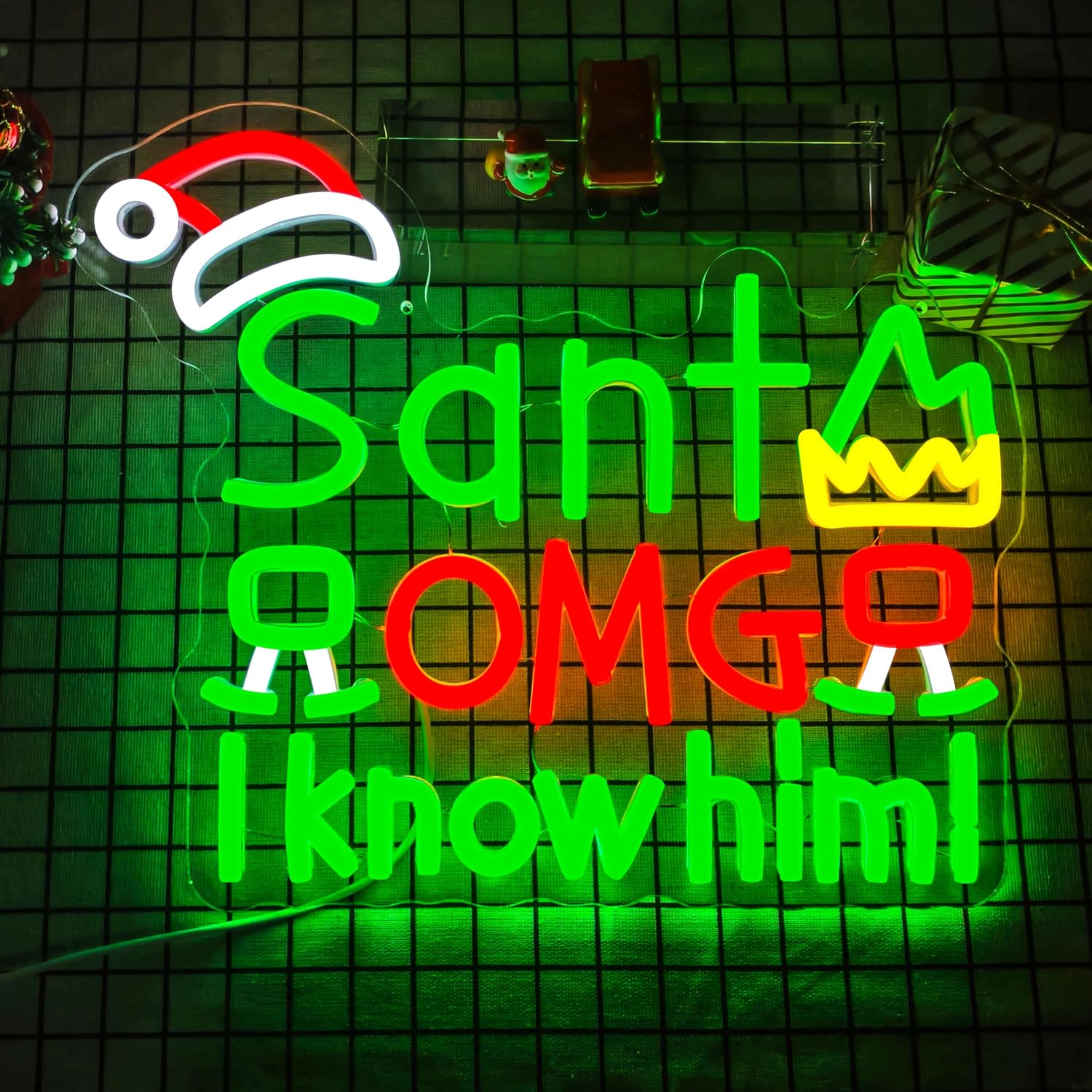 ป้ายไฟนีออน USB Santa OMG I Kn - Santa'S Elves Holiday Lighting & Decor Llc บทวิจารณ์และราคา